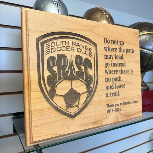 Love these engraved wooden plaques! #trophyshop #customplaques #shoplocal